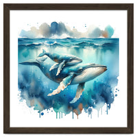 Mother And Calf Whales Watercolor