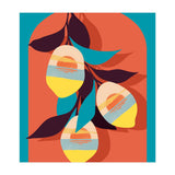 Lemon Sunset, Eclectic Botanical Colorful Bohemian Fruits, Food Pop Of Color Lime Retro (Print Only) thumbnail