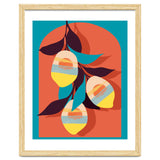 Lemon Sunset, Eclectic Botanical Colorful Bohemian Fruits, Food Pop Of Color Lime Retro thumbnail