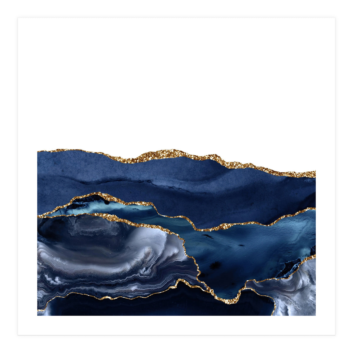 Navy & Gold Agate Texture 21  (Print Only)