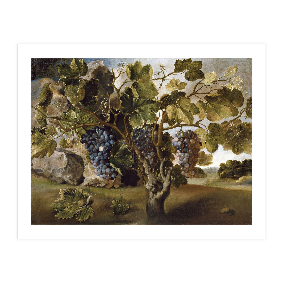 Tomás Hiepes / 'Landscape with a Grapevine', 17th century, Spanish School, Oil on canvas, 67 cm x... (Print Only)