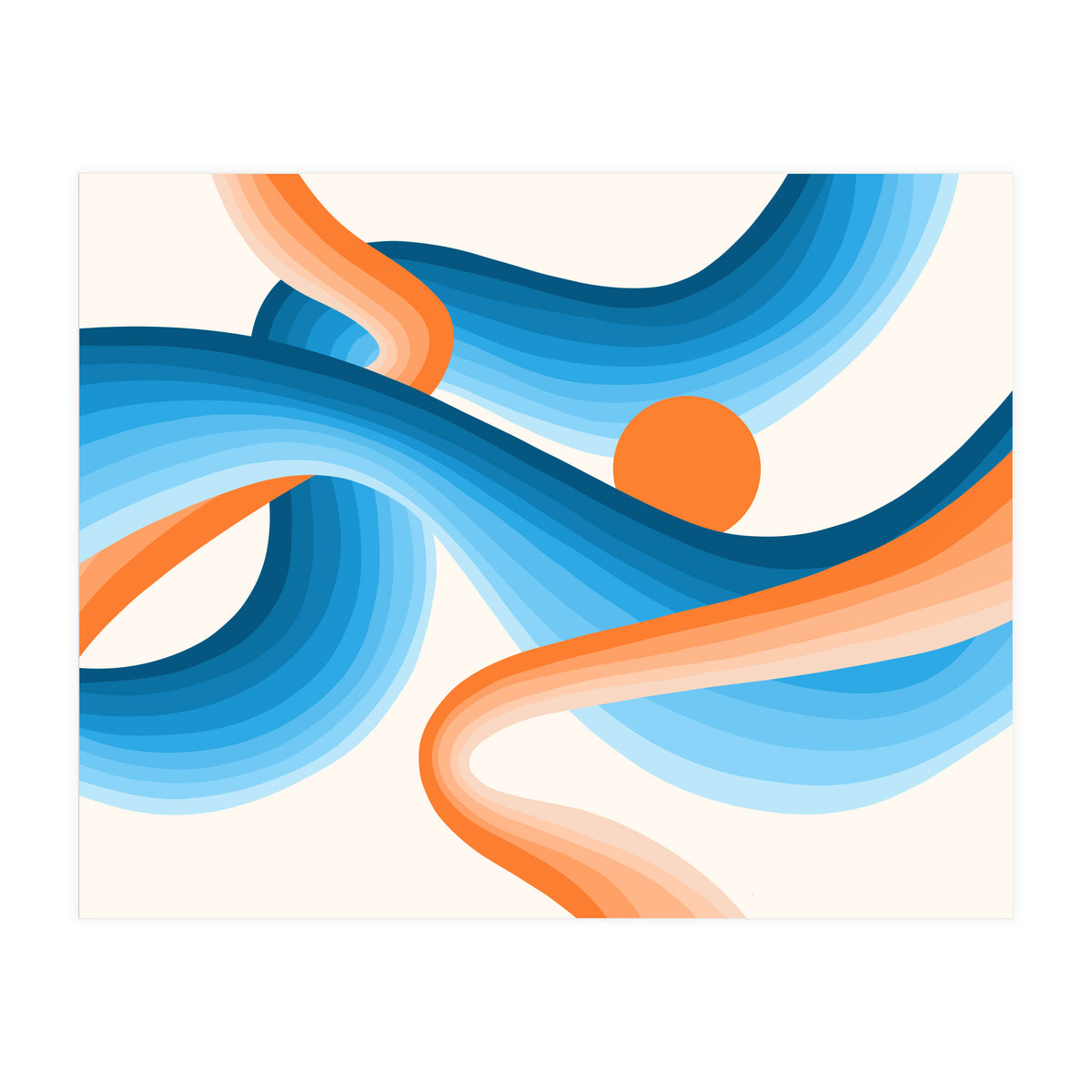 Rise, Abstract Retro Sunrise, Modern Bohemian Space, Concept Graphic Sky, Eclectic Nature (Print Only)