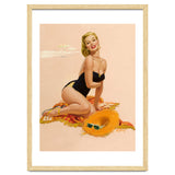 Pinup Woman Is Posing On A Beach thumbnail