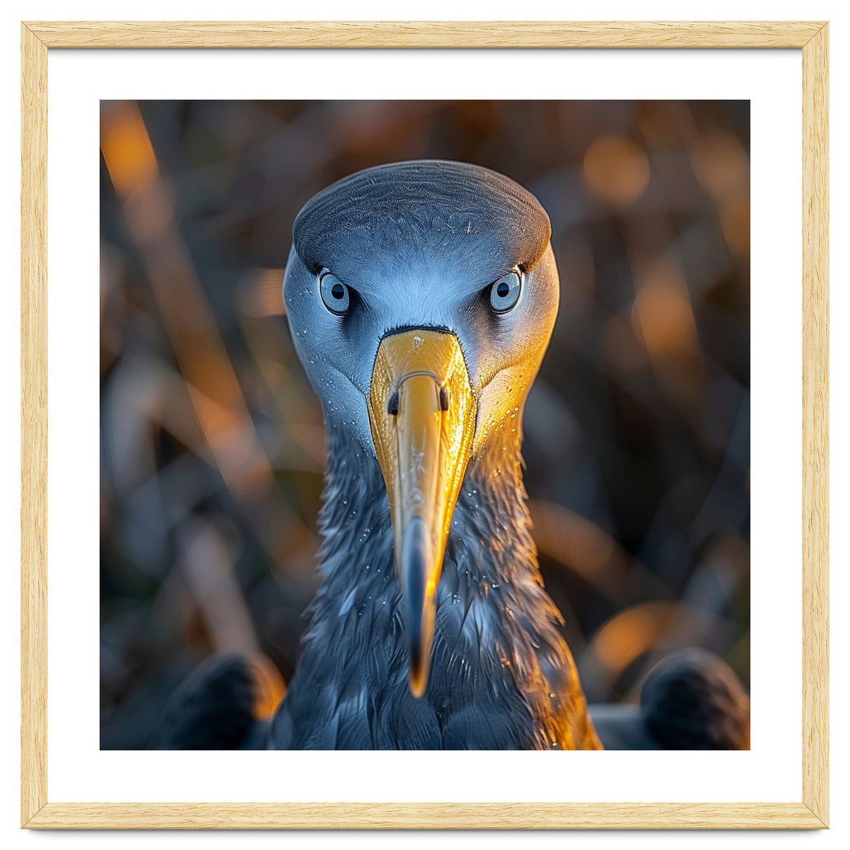 Great Blue Heron Closeup Dramatic Portrait