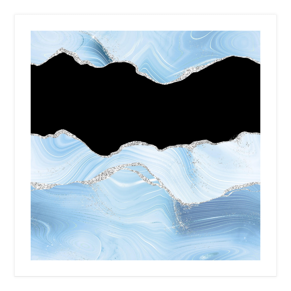 Blue & Silver Agate Glitter Texture 03 (Print Only)