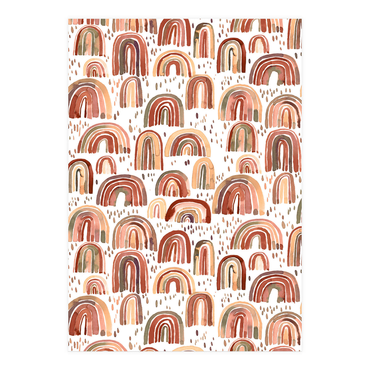 Cute Watercolor Rainbows Terracota (Print Only)