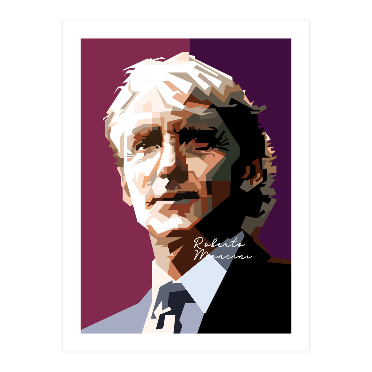 Roberto Mancini Retro Football (Print Only)