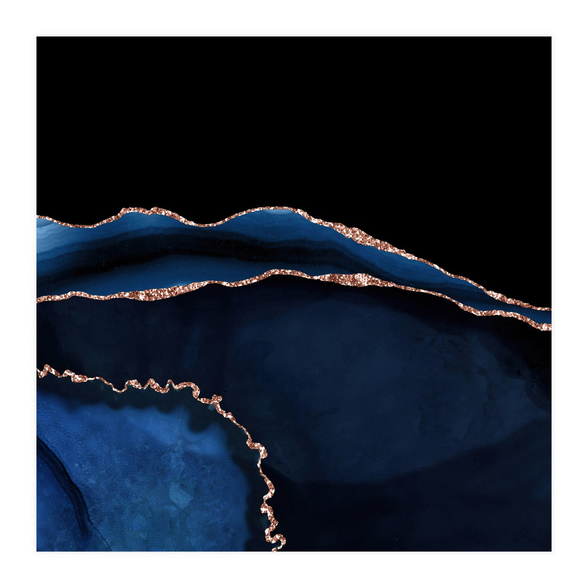 Navy & Rose Gold Agate Texture 05 (Print Only)