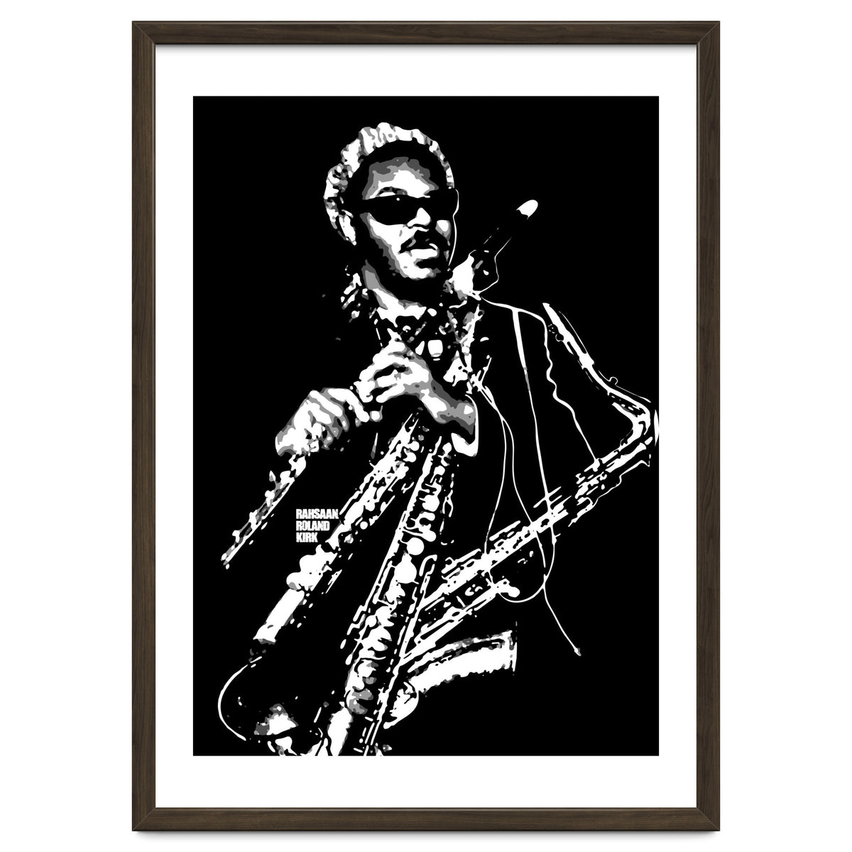 Rahsaan Roland Kirk American Jazz Multi-Instrumentalist in Grayscale