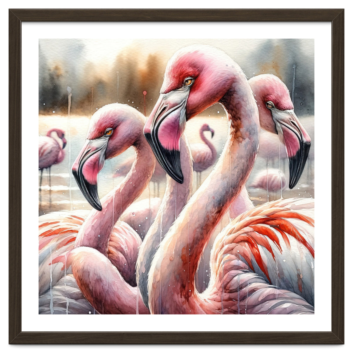 Watercolor Flamingos