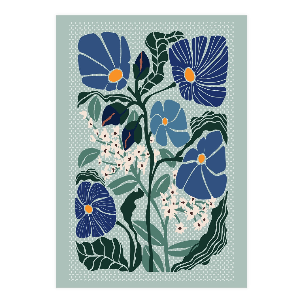 Klimt Flowers Light Blue (Print Only)