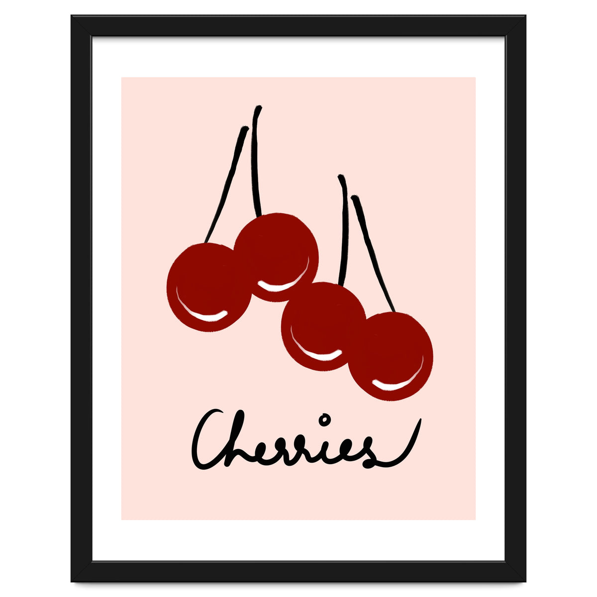 Cherries modern simple minimalistic red cute Fruit wall art
