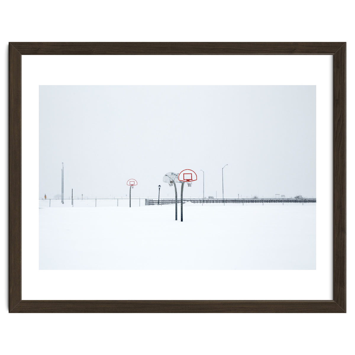 Snow-covered Basketball court