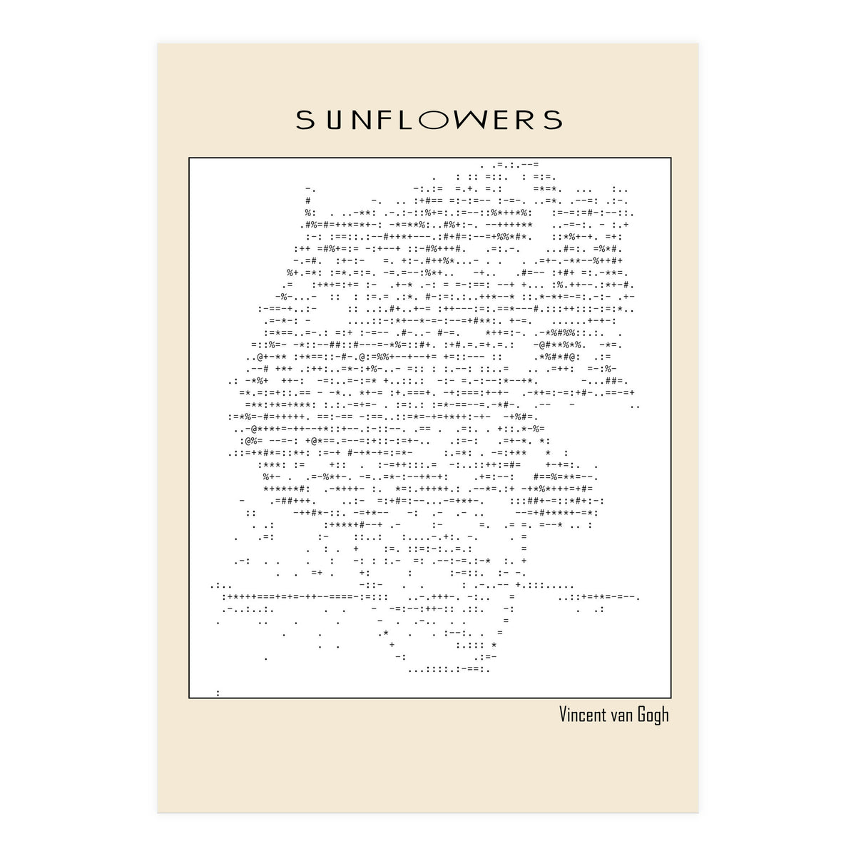 Sunflowers – Vincent van Gogh (1888) (ascii art) (Print Only)