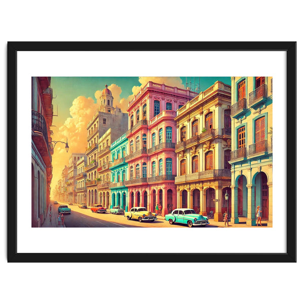 Vintage Cuba, Havana Colorful Streets Poster