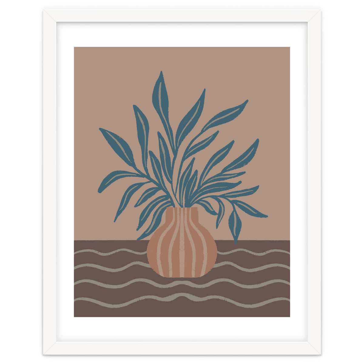Modern Vase with Tropical Leaves