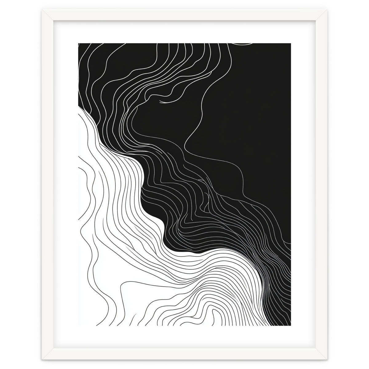 Abstract Black And White Wavy Lines Flowing