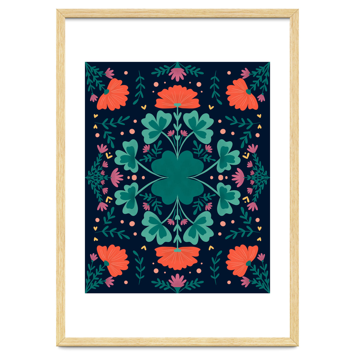 Clovers And Flowers Teal and Orange