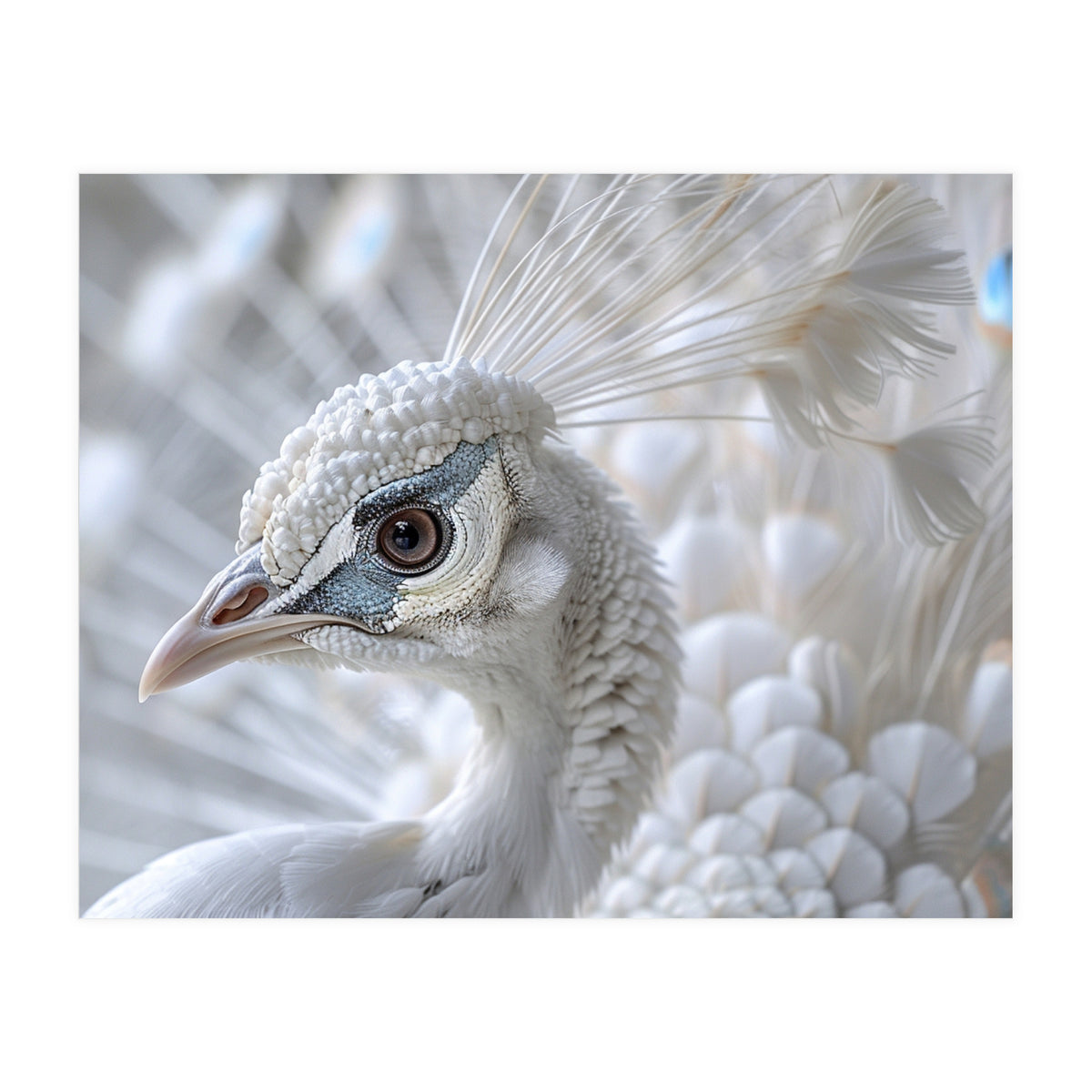 Close-up of a White Peacock (Print Only)