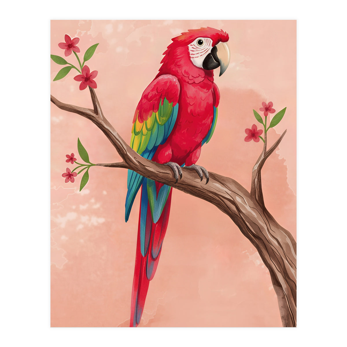 Red Macaw Parrot Bird Forest (Print Only)