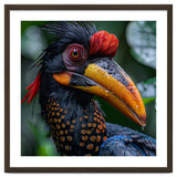 Close Up Of Helmeted Hornbill Bird In Rain thumbnail