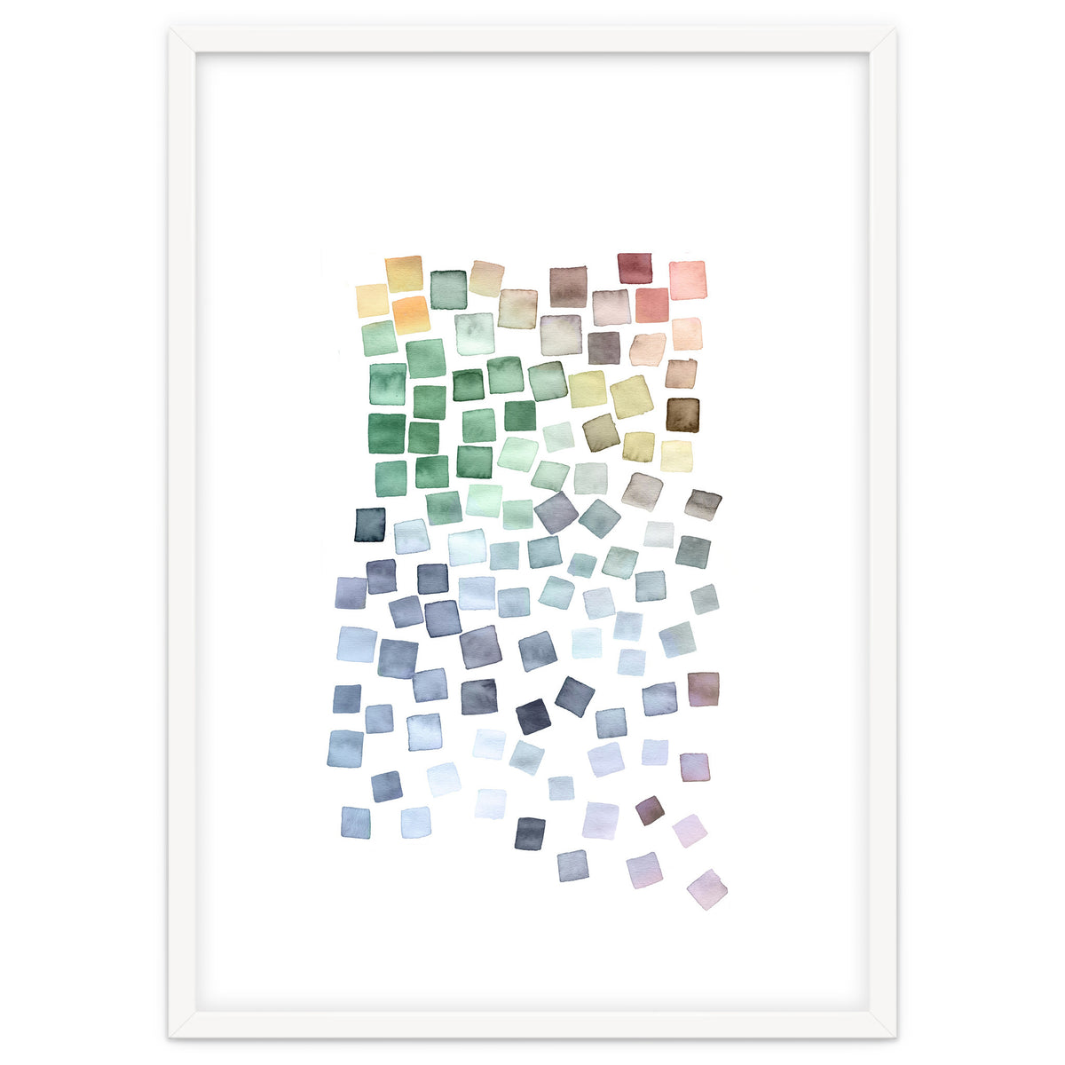 Watercolor Geometric Square Shapes Blue