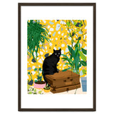 Urban Jungle Cat, Black Cats Pets Terrazzo Decor, Whimsical Bohemian Animals Illustration, Eclectic Quirky Travel thumbnail