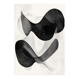 Abstract Black And White Flowing Organic Shapes With Texture (Print Only) thumbnail