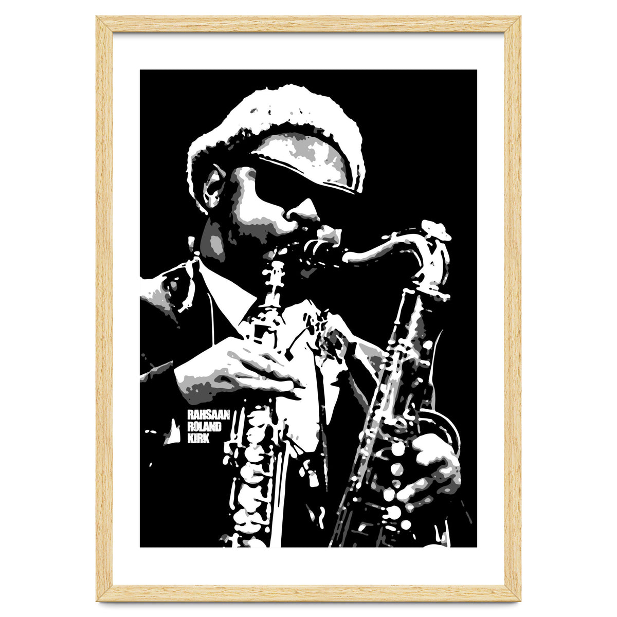 Rahsaan Roland Kirk American Jazz Multi-Instrumentalist in Grayscale 2