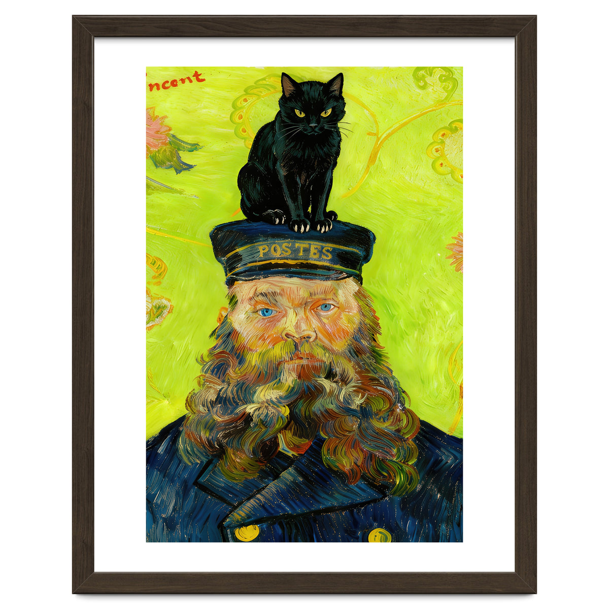 Black Cat on the Postman’s Hat, Van Gogh Inspired Painting