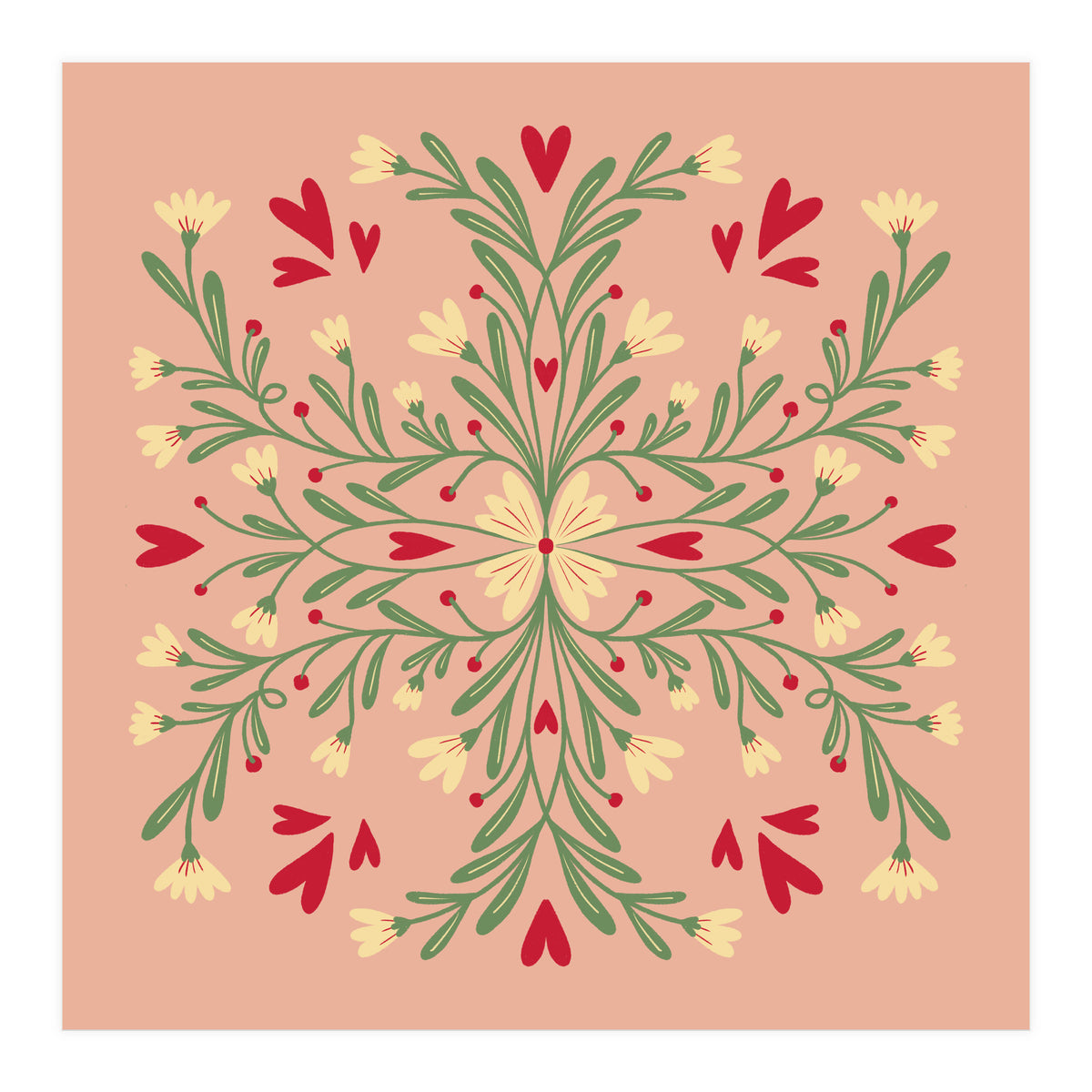 Flowers And Hearts  (Print Only)