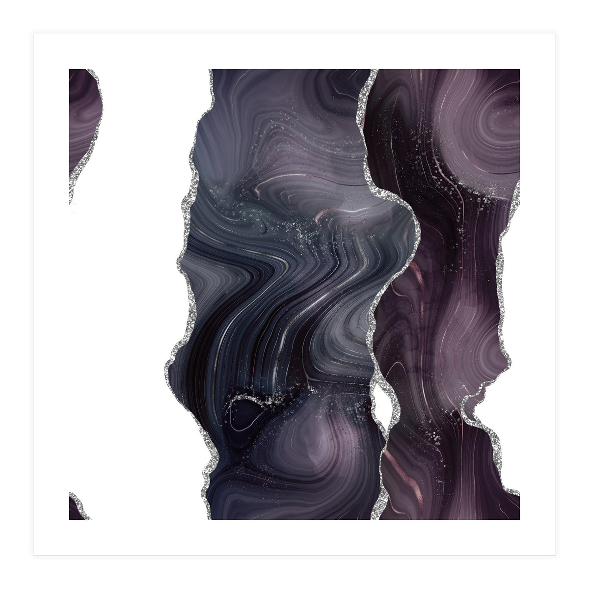 Black & Silver Glitter Agate Texture 06  (Print Only)