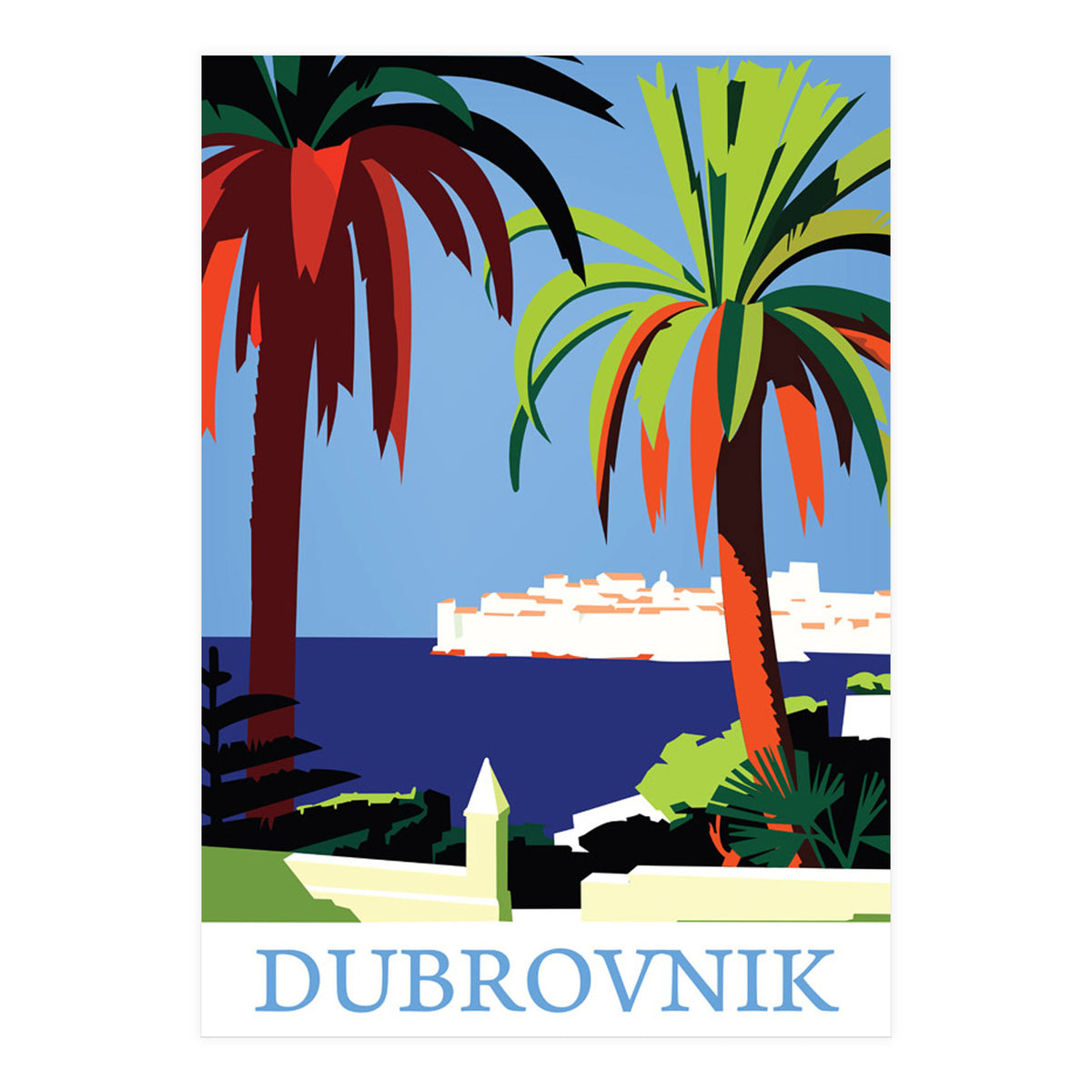 Dubrovnik, The Fortress and Palm Trees (Print Only)