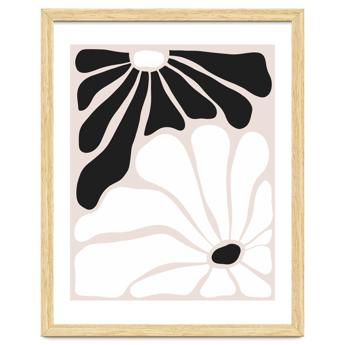 Floral Yin Yang, Scandinavian Nature Flowers Botanical Concept, Plants Blossom Positivity Neutral Minimalism