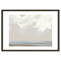 Abstract muted sea and clouds oil painting