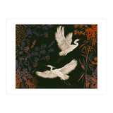 White Herons Flying Asian Art (Print Only) thumbnail