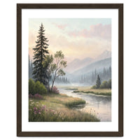 Dreamy Alpine Valley Landscape Painting