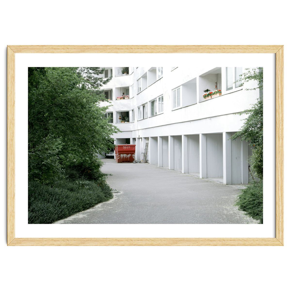 Red container in the residential site