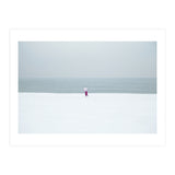 A walking woman in the winter snow beach (Print Only) thumbnail