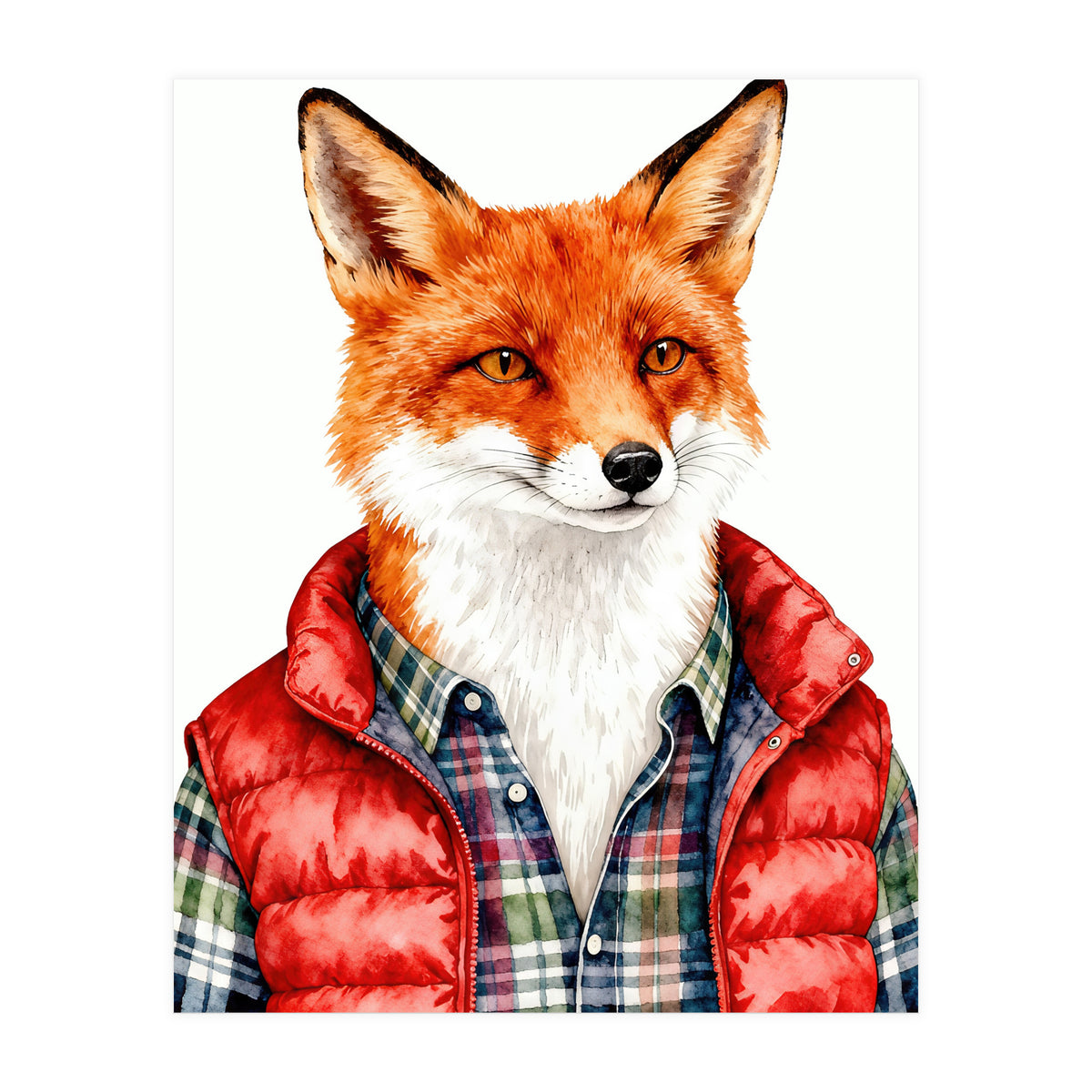 Dapper Fox Portrait Puffer Wild Fashion  (Print Only)