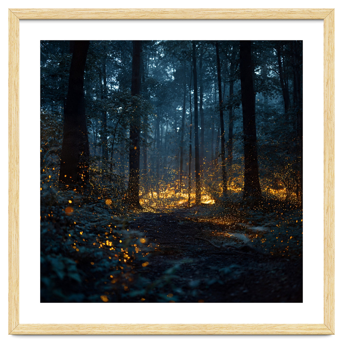 Enchanted Midnight Forest with Glowing Fireflies