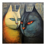 FURRY FRIENDS: GOLDIE AND CHARCOAL, lively duo of animated cats – green eyes, orange eyes. Whiskers charm. (Print Only) thumbnail