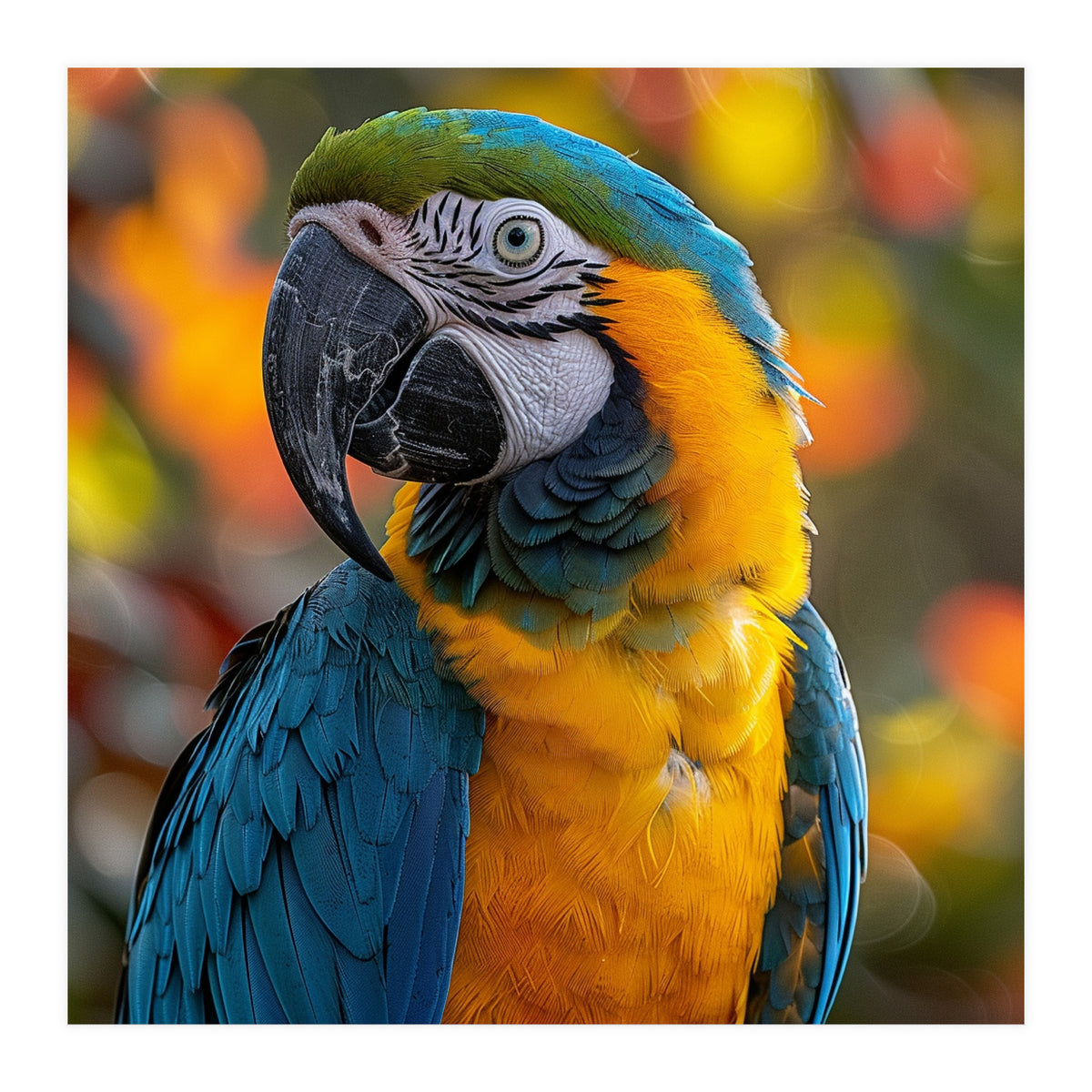Blue And Gold Macaw Parrot Close Up Portrait (Print Only)
