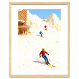 Skiing on Ice Cream Mountains, Miniature Skiers Winter Art Print for Kitchen Decor thumbnail