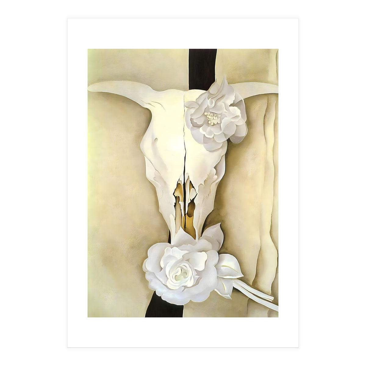 Georgia O’Keeffe – Cow’s Skull with Calico Roses (1931) | Iconic Southwestern Still Life with Desert Symbolism (Print Only)