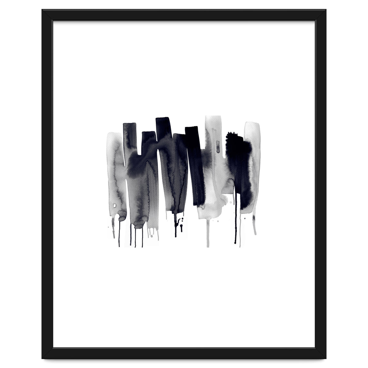 Abstract Watercolor Stripes Minimal Black