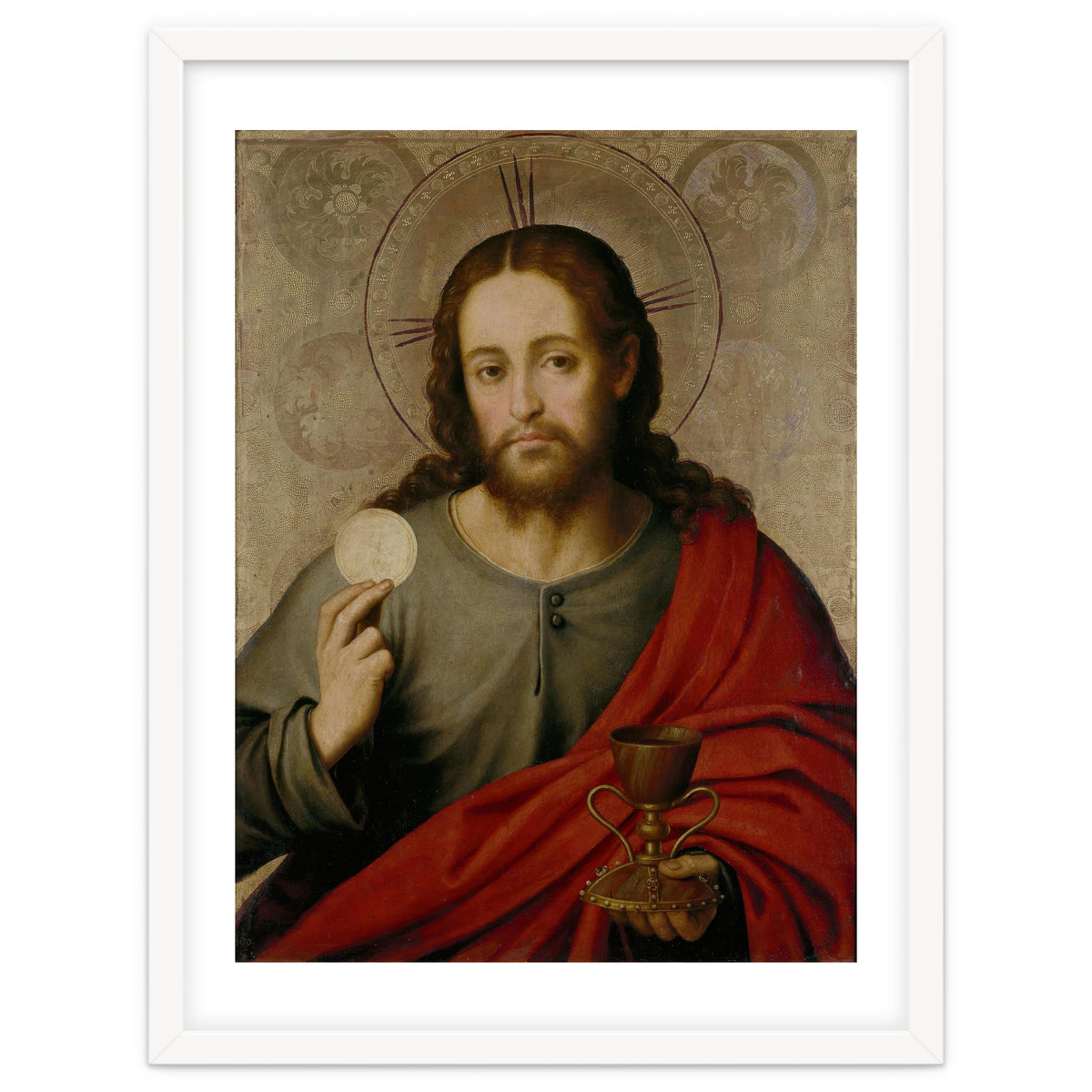 Juan de Juanes / 'The Saviour', 1545-1550, Spanish School, Oil on panel, 73 cm x 49 cm, P00845.