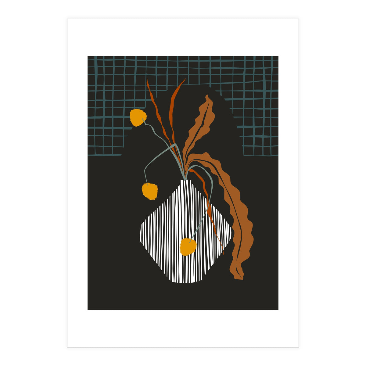 Midcentury ikebana dark (Print Only)