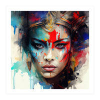 Crowned Mask Asian Warrior Portrait (Print Only)