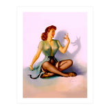 Sexy Pinup Making A Big Bad Wolf Shadow On The Wall (Print Only) thumbnail